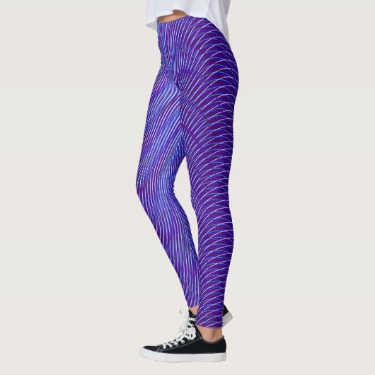    Cool & Modern Moiré Effect Abstract Blauw Paars Leggings (Links)