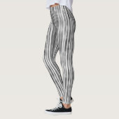 Cool Modern Monochrome Grijze Strepen Waterverf Leggings (Links)