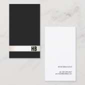 Cool Modern Monogram Black en Silver Stripe Visitekaartje (Voorkant / Achterkant)