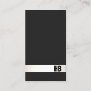 Cool Modern Monogram Black en Silver Stripe Visitekaartje