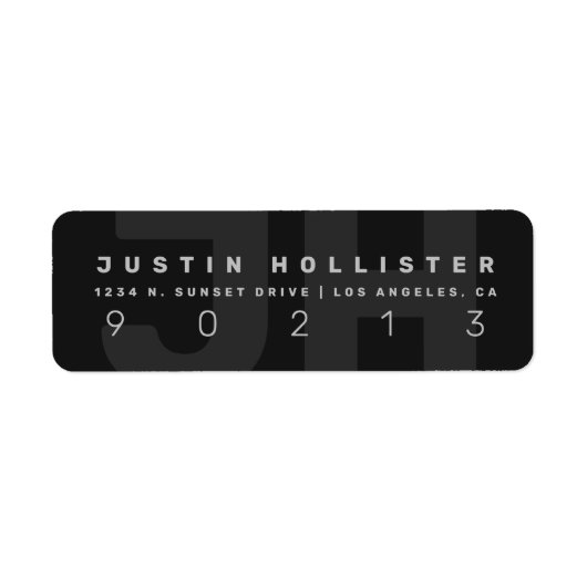 Cool Modern Monogram | Donkere Grijs Retouradres Etiket (Voorkant)