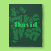 Cool modern monogram en naam in groen fleece deken