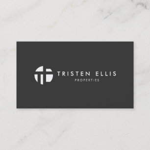 Cool Modern Monogram Zwart-wit Professional Visitekaartje
