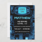 Cool Modern Navy Blue Black Teen Video Game Party Kaart (Voorkant)