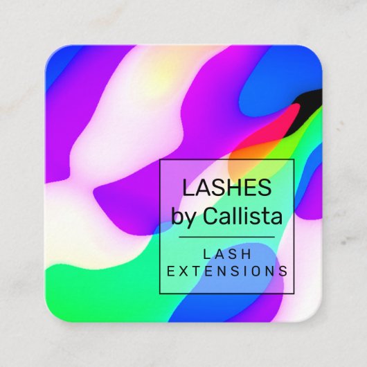 Cool modern Neon Liquid Geometric Patroon Vierkante Visitekaartje (Voorkant)