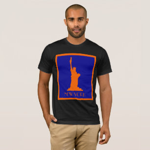 Cool Modern New York in Oranje en blauw T-shirt