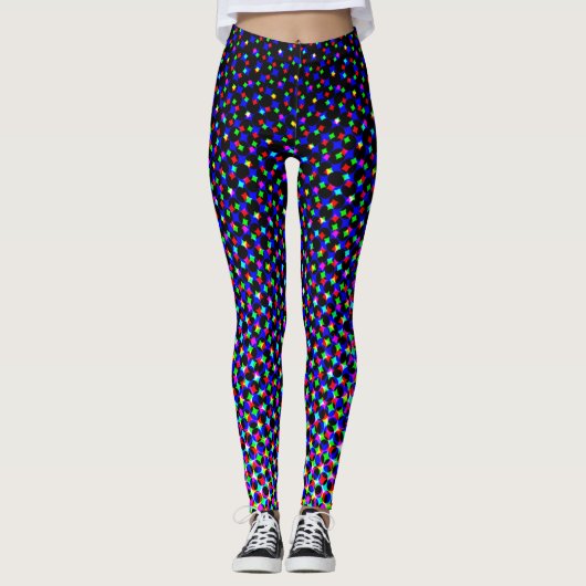 Cool Modern Paarse kleur Halftone Pixel Digit Geek Leggings (Voorkant)
