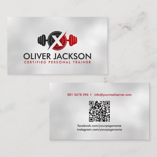 Cool Modern Personal Trainer Logo Visitekaartje (Voorkant / Achterkant)