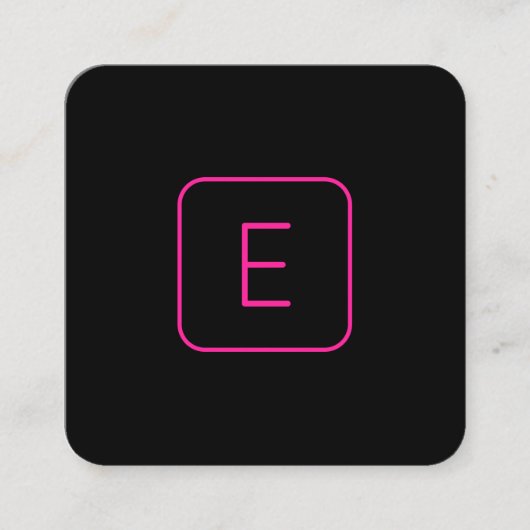 Cool Modern Pink Black Monogram of Company Letter Vierkante Visitekaartje (Voorkant)