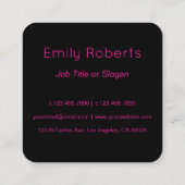 Cool Modern Pink Black Monogram of Company Letter Vierkante Visitekaartje (Achterkant)