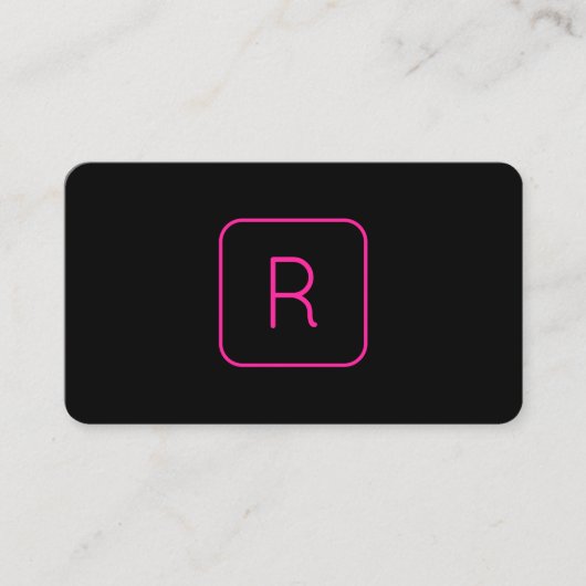 Cool Modern Pink Black Monogram of Company Letter Visitekaartje (Voorkant)
