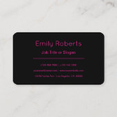 Cool Modern Pink Black Monogram of Company Letter Visitekaartje (Achterkant)