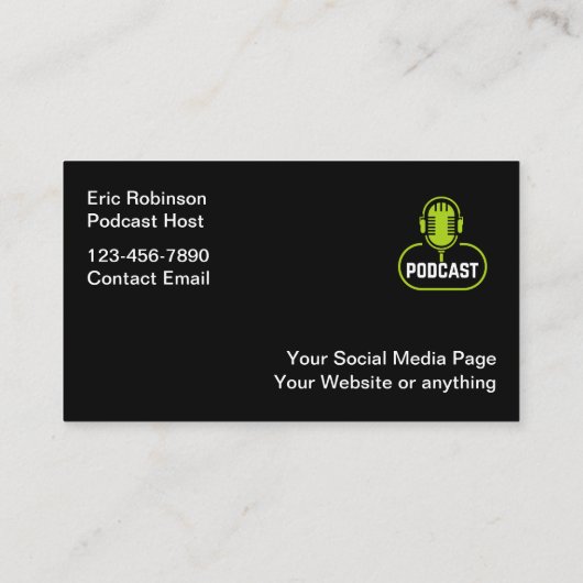 Cool Modern Podcast Microfoon Visitekaartjes (Achterkant)