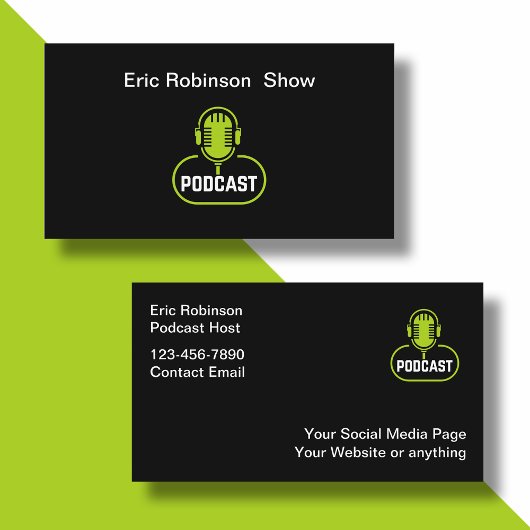 Cool Modern Podcast Microfoon Visitekaartjes