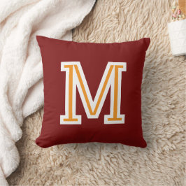 Cool Modern Preppy Veteraan Monogram Burgundyrood Kussen