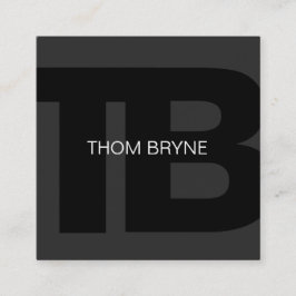 Cool Modern Professional Black 2 Letter Monogram Vierkante Visitekaartje