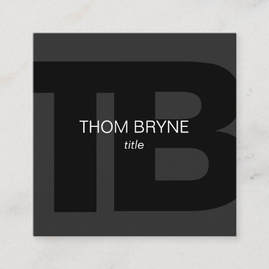 Cool Modern Professional Black 2 Letter Monogram Vierkante Visitekaartje (Voorkant)