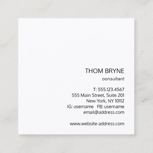 Cool Modern Professional Black 2 Letter Monogram Vierkante Visitekaartje (Achterkant)