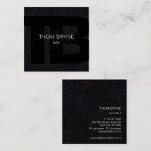 Cool Modern Professional Black 2 Letter Monogram Vierkante Visitekaartje (Voorkant / Achterkant)