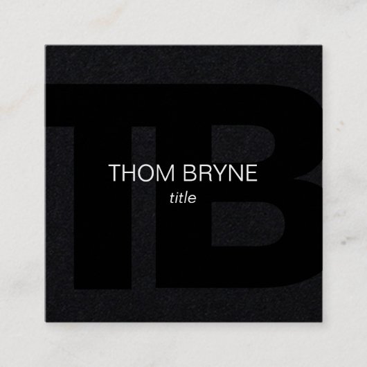 Cool Modern Professional Black 2 Letter Monogram Vierkante Visitekaartje (Voorkant)