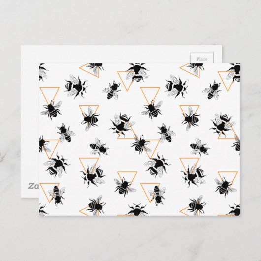 Cool Modern Queen Bees Pattern Briefkaart (Voorkant / Achterkant)