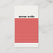Cool Modern Red en Black Striped Hip Visitekaartje (Voorkant)