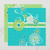 Cool Modern Scroll Swirl Flower Circle Dot Pattern Kaart (Voorkant / Achterkant)