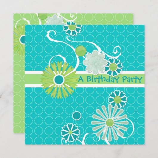 Cool Modern Scroll Swirl Flower Circle Dot Pattern Kaart (Voorkant / Achterkant)