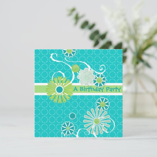 Cool Modern Scroll Swirl Flower Circle Dot Pattern Kaart (Staand voorkant)