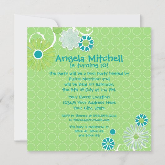 Cool Modern Scroll Swirl Flower Circle Dot Pattern Kaart (Achterkant)