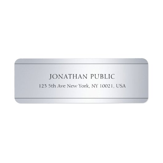 Cool Modern Silver Artistic Plain Return Address Etiket (Voorkant)