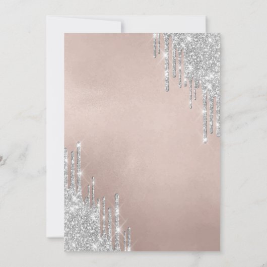 Cool Modern Silver Glitter Drips Sweet 16 Kaart (Achterkant)