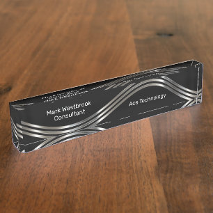 Cool Modern Silver Metallic Kantoor Desk Name Bord Naambordje