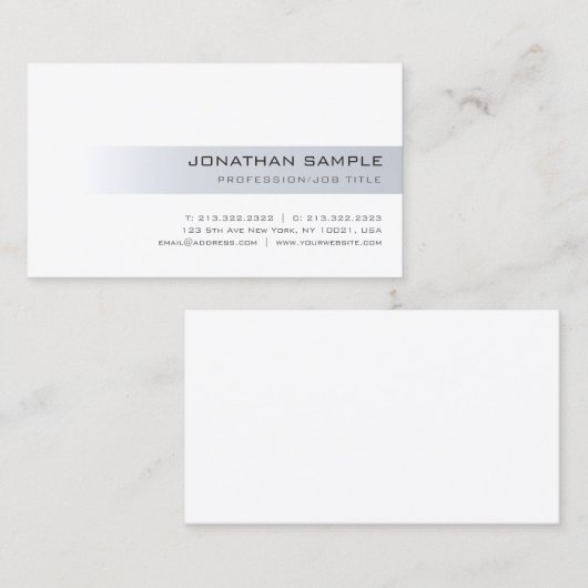 Cool Modern Silver Slank Professional Elegant Top Visitekaartje (Voorkant / Achterkant)