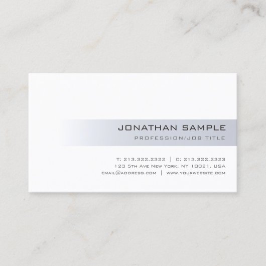 Cool Modern Silver Slank Professional Elegant Top Visitekaartje (Voorkant)