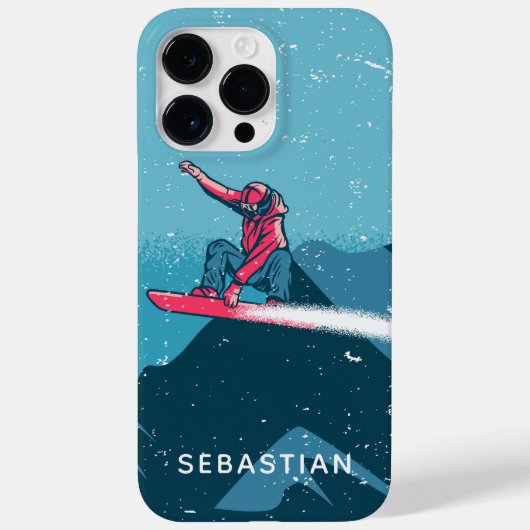 Cool Modern Snowboarding Winter Persoonlijke naam Case-Mate iPhone Case (Achterkant)