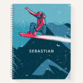 Cool Modern Snowboarding Winter Persoonlijke naam Notitieboek (Voorkant)
