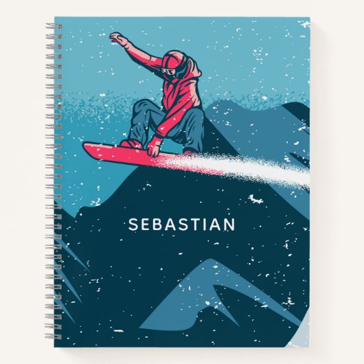 Cool Modern Snowboarding Winter Persoonlijke naam Notitieboek (Voorkant)