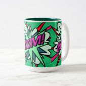 Cool Modern Strips BOOM Plezier Tweekleurige Koffiemok (Voorkant rechts)