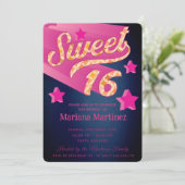 Cool modern super ster typografie roze blauw kaart (Staand voorkant)