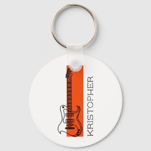 Cool Modern Trendy Minimal White Voeg Naam Gitaar Sleutelhanger
