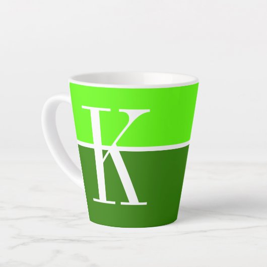 Cool Modern Two Tone Monogram Latte Mok (Linkerhoek)