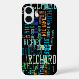 Cool & Modern Typography Naam iPhone 16 Hoesje