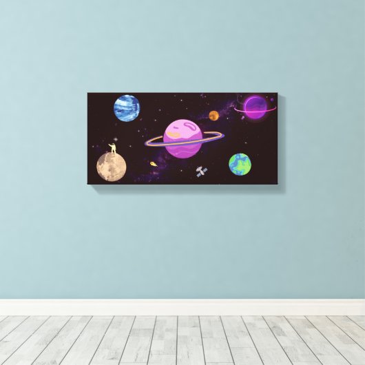 Cool Modern universum Canvas Afdruk (Insitu (Houten vloer))