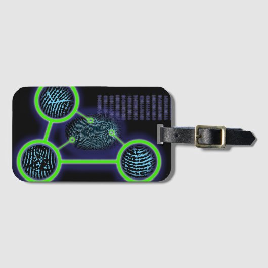 Cool Modern vingerafdruk identificatie wetenschap Bagagelabel (Voorkant (horizontaal))