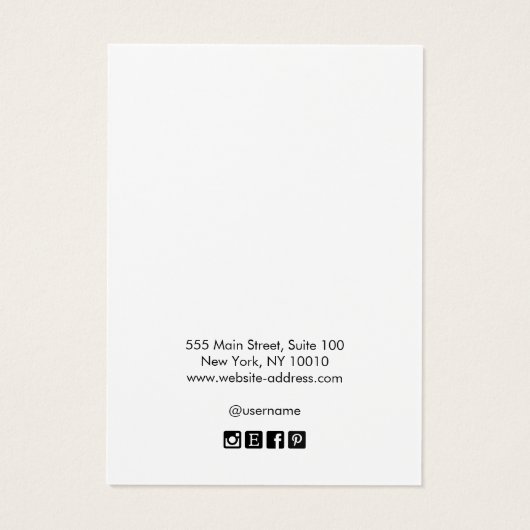 Cool Modern White Monogram Earring Display Card Visitekaartje (Achterkant)