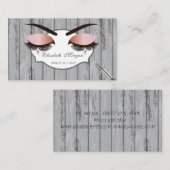 Cool Modern,Wimpers,Lippenstift, Houtstructuur Visitekaartje (Voorkant / Achterkant)