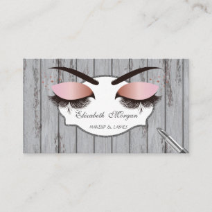 Cool Modern,Wimpers,Lippenstift, Houtstructuur Visitekaartje