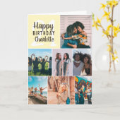 Cool modern yellow photos collage grid 21 birthday kaart (Gele Bloem)