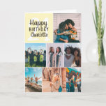 Cool modern yellow photos collage grid 21 birthday kaart<br><div class="desc">Cool modern yellow photos collage grid 21 birthday ,  add 8 of your friends favorite photo with a modern and cool elegant script font typography. Add your message inside.</div>